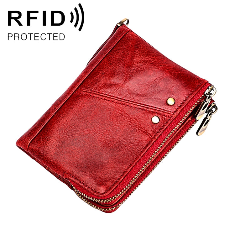 3533 Antimagnetic RFID Top-grain Leather Crazy Horse Texture Men Business Leisure Wallet (Red) - Antimagnetic RFID Package by PMC TechLife | Online Shopping South Africa | PMC TechLife | Buy Now Pay Later Mobicred