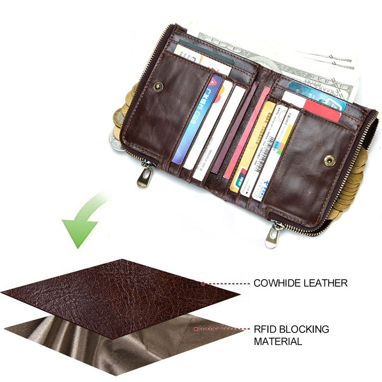 3533 Antimagnetic RFID Top-grain Leather Crazy Horse Texture Men Business Leisure Wallet (Red) - Antimagnetic RFID Package by PMC TechLife | Online Shopping South Africa | PMC TechLife | Buy Now Pay Later Mobicred