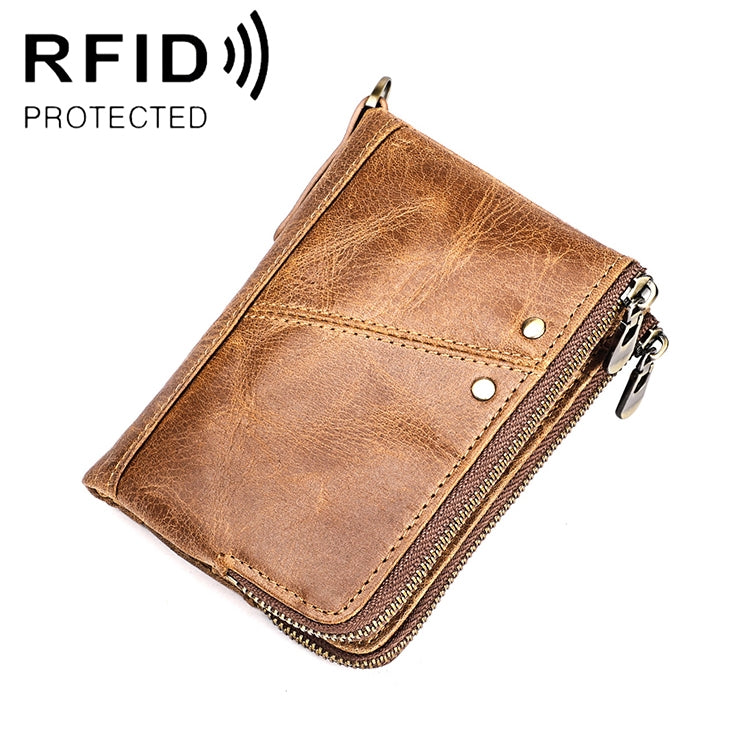3533 Antimagnetic RFID Top-grain Leather Crazy Horse Texture Men Business Leisure Wallet (Yellowish-brown) - Antimagnetic RFID Package by PMC TechLife | Online Shopping South Africa | PMC TechLife | Buy Now Pay Later Mobicred