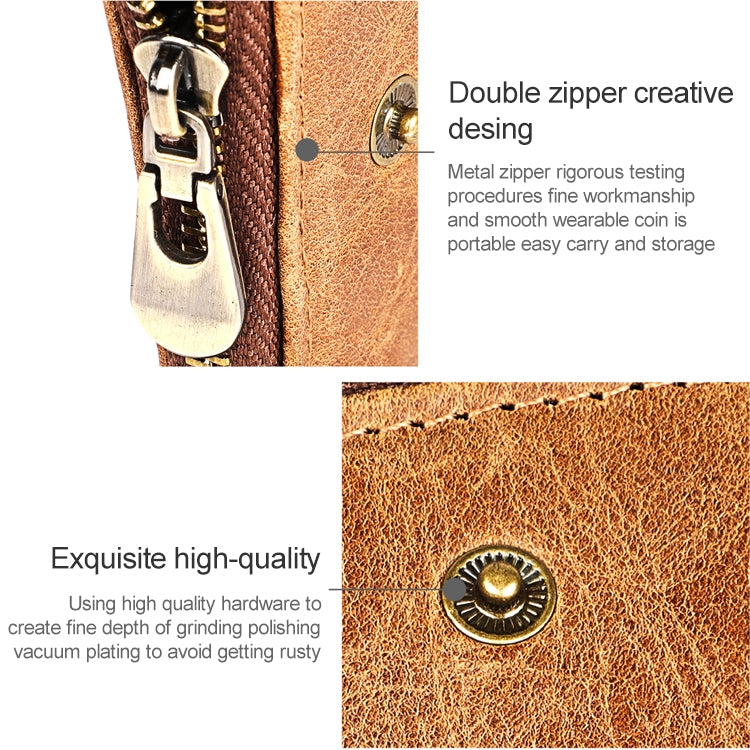 3533 Antimagnetic RFID Top-grain Leather Crazy Horse Texture Men Business Leisure Wallet (Yellowish-brown) - Antimagnetic RFID Package by PMC TechLife | Online Shopping South Africa | PMC TechLife | Buy Now Pay Later Mobicred