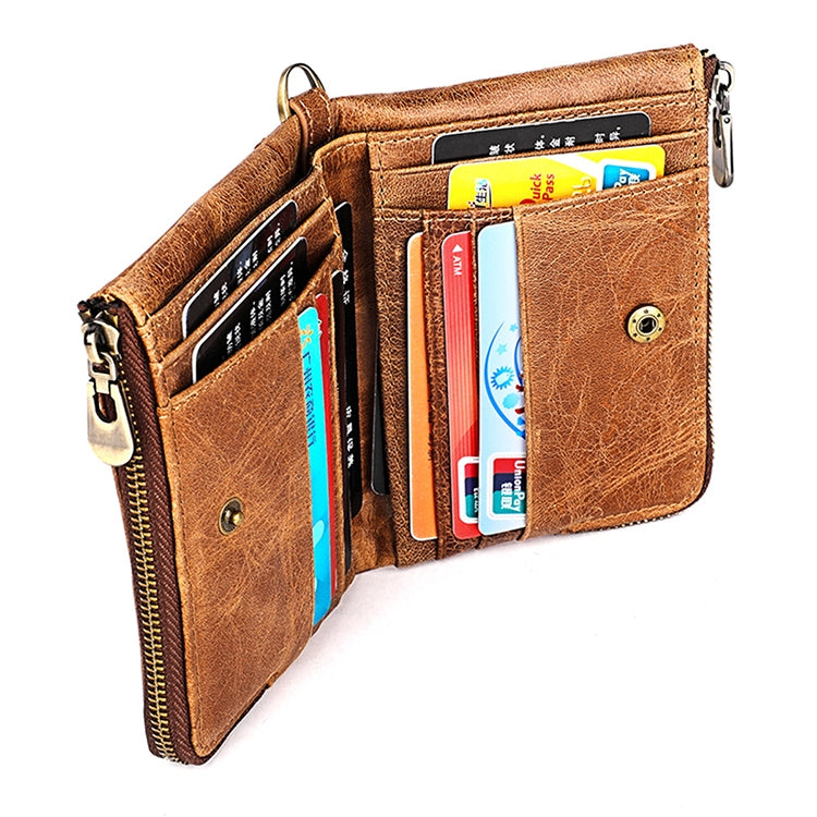 3533 Antimagnetic RFID Top-grain Leather Crazy Horse Texture Men Business Leisure Wallet (Yellowish-brown) - Antimagnetic RFID Package by PMC TechLife | Online Shopping South Africa | PMC TechLife | Buy Now Pay Later Mobicred