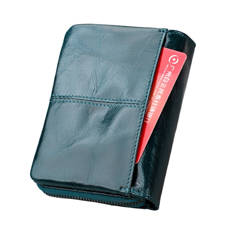 3577 Antimagnetic RFID Men and Women Crazy Horse Texture Leather Zipper Wallet (Blue) - Antimagnetic RFID Package by PMC TechLife | Online Shopping South Africa | PMC TechLife | Buy Now Pay Later Mobicred