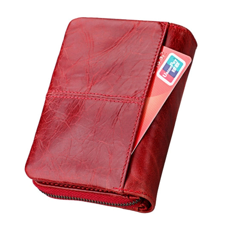 3577 Antimagnetic RFID Men and Women Crazy Horse Texture Leather Zipper Wallet (Red) - Antimagnetic RFID Package by PMC TechLife | Online Shopping South Africa | PMC TechLife | Buy Now Pay Later Mobicred