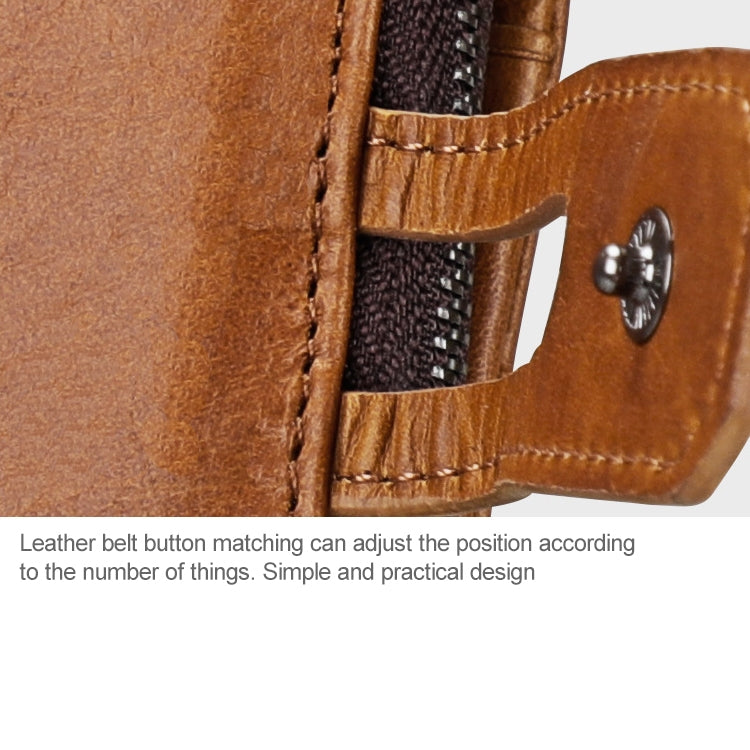 3577 Antimagnetic RFID Men and Women Crazy Horse Texture Leather Zipper Wallet (Yellowish-brown) - Antimagnetic RFID Package by PMC TechLife | Online Shopping South Africa | PMC TechLife | Buy Now Pay Later Mobicred
