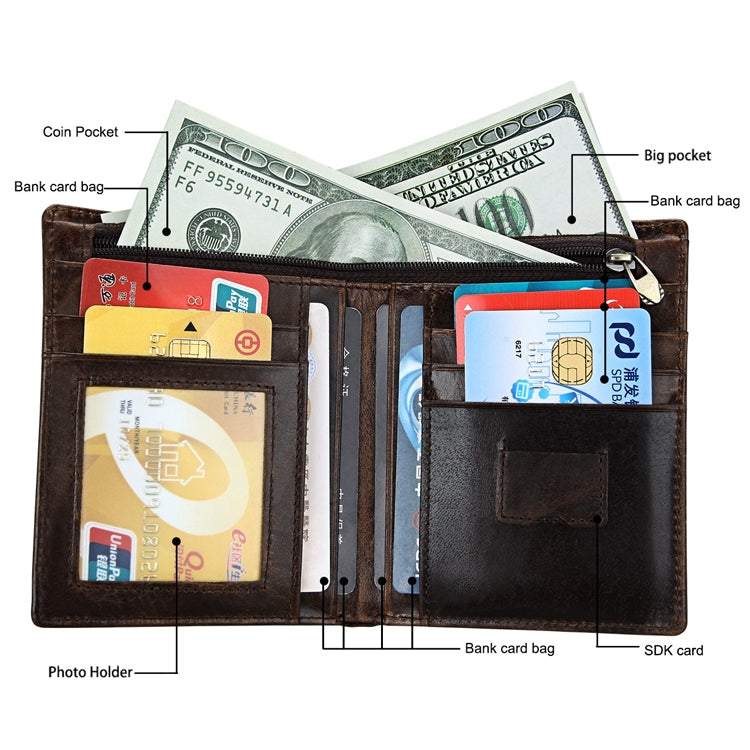 8232 Antimagnetic RFID Men Oil Wax Leather Wallet with Detachable Card Holder - Antimagnetic RFID Package by PMC TechLife | Online Shopping South Africa | PMC TechLife | Buy Now Pay Later Mobicred