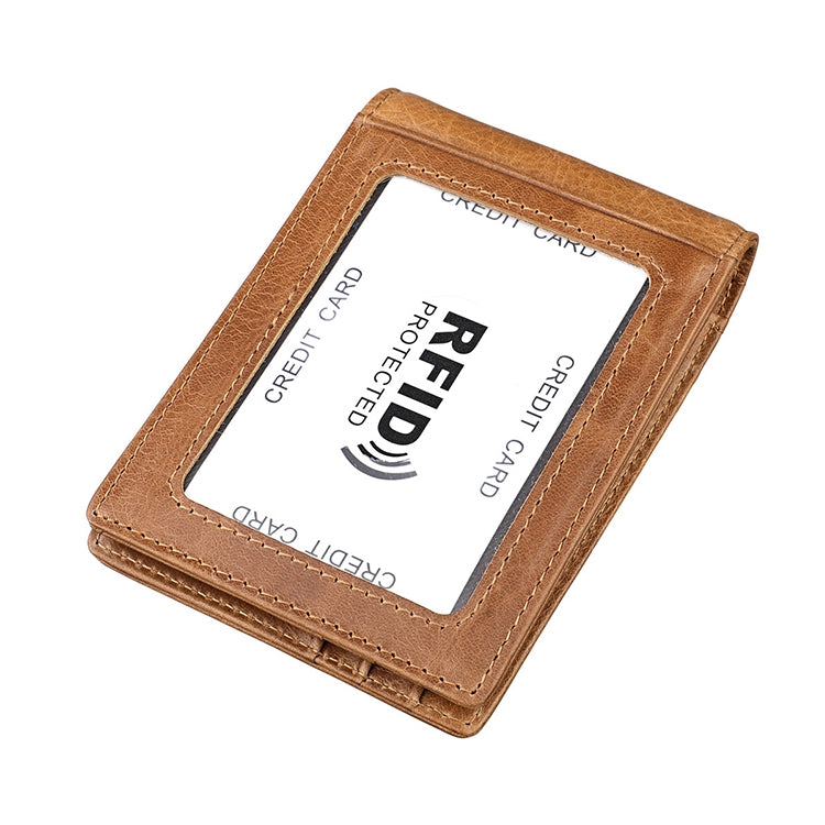 9037 Antimagnetic RFID Crazy Horse Texture Leather Wallet Billfold for Men and Women(Yellowish-brown) - free shipping - PMC TechLife - Order now!