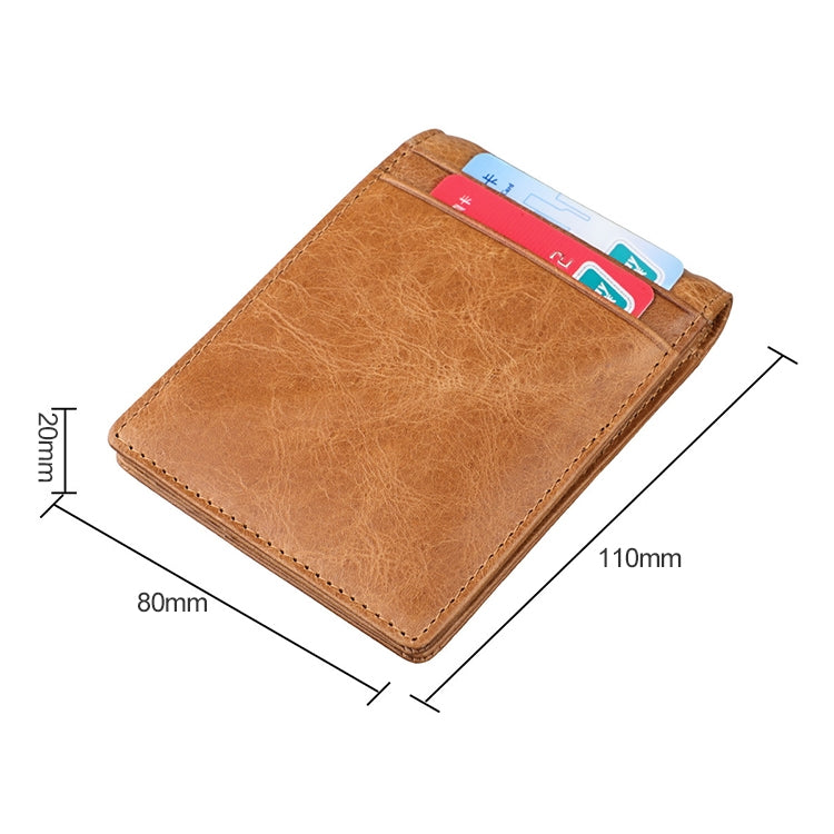 9037 Antimagnetic RFID Crazy Horse Texture Leather Wallet Billfold for Men and Women(Yellowish-brown) - free shipping - PMC TechLife - Order now!