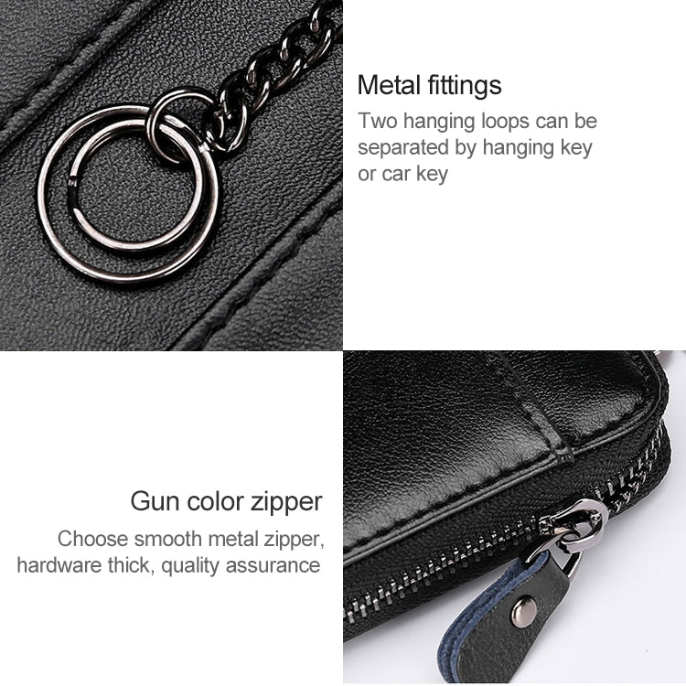 9106 Large-capacity Zipper Leather Keys Holder Bag Multi-function Wallet(Black) - free shipping - PMC TechLife - Order now!