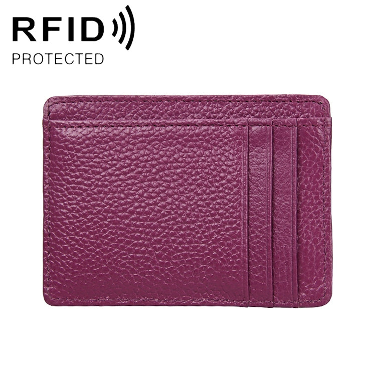 KB37 Antimagnetic RFID Litchi Texture Leather Card Holder Wallet Billfold for Men and Women (Purple) - Antimagnetic RFID Package by PMC TechLife | Online Shopping South Africa | PMC TechLife | Buy Now Pay Later Mobicred