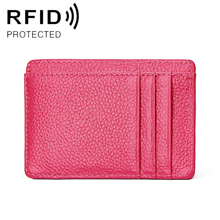 KB37 Antimagnetic RFID Litchi Texture Leather Card Holder Wallet Billfold for Men and Women (Rose Red) - free shipping - PMC TechLife - Order now!