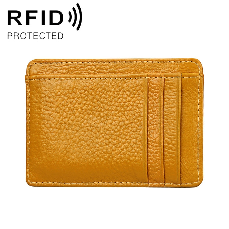 KB37 Antimagnetic RFID Litchi Texture Leather Card Holder Wallet Billfold for Men and Women (Yellow) - Antimagnetic RFID Package by PMC TechLife | Online Shopping South Africa | PMC TechLife | Buy Now Pay Later Mobicred