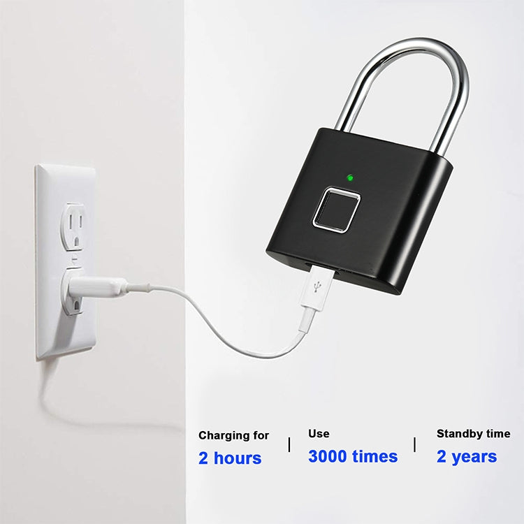 Stainless Steel Automatic Intelligent Fingerprint Padlock Electronic Lock, 10 Fingerprint Edition(Black) - Padlocks by PMC TechLife | Online Shopping South Africa | PMC TechLife | Buy Now Pay Later Mobicred