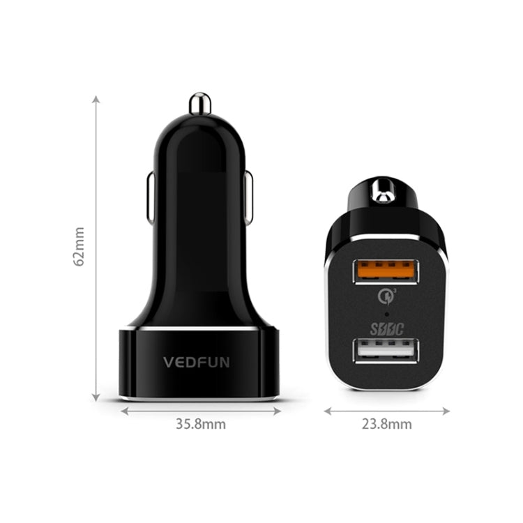VEDFUN TurboDrive C210 Dual Ports Quick Charge 3.0 + SDDC Technology USB Car Charger for Smartphones and Tablets - Car Charger by VEDFUN | Online Shopping South Africa | PMC TechLife