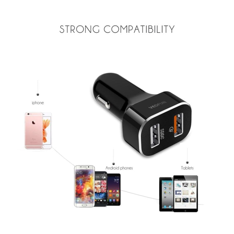 VEDFUN TurboDrive C210 Dual Ports Quick Charge 3.0 + SDDC Technology USB Car Charger for Smartphones and Tablets - Car Charger by VEDFUN | Online Shopping South Africa | PMC TechLife