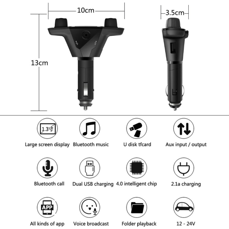 BT06 Dual USB Charging Smart Bluetooth 4.0 + EDR FM Transmitter MP3 Music Player Car Kit with 1.3 inch LED Screen, Support Bluetooth Call, TF Card & U Disk - free shipping - PMC TechLife - Order now!