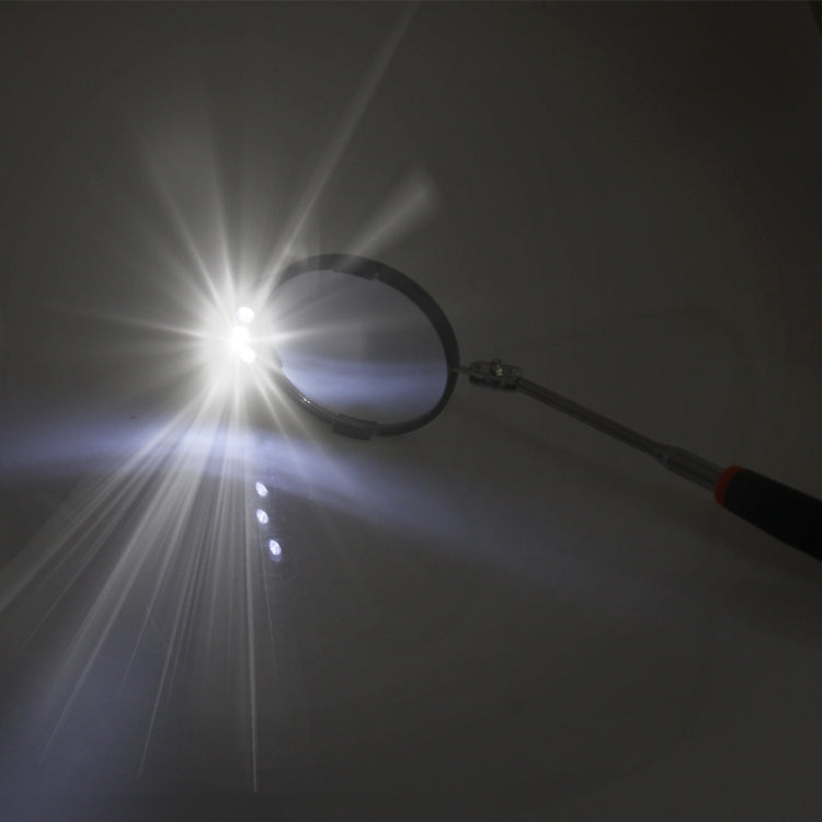 Retractable Vehicle Car Chassis Inspection Mirror with 3 PCS 5mm LED Lights, Mirror Diameter: 82mm, Max Expanding Length: 760mm - free shipping - PMC TechLife - Order now!