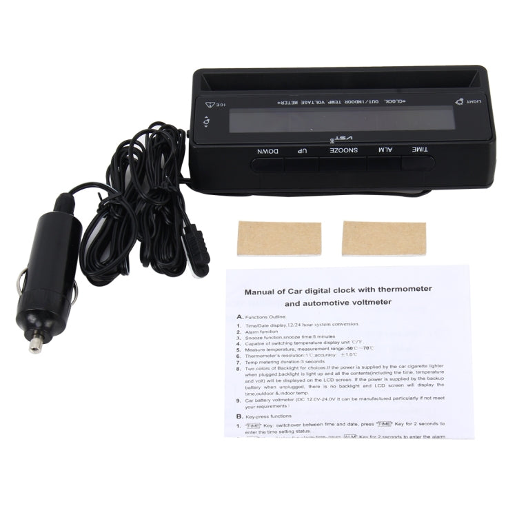 Digital Car Thermometer Voltage Meter Luminous Clock Tester Detector Multi-function Car Digital Clock with Thermometer and Automotive Voltmeter - Clocks & Car Meters by PMC TechLife | Online Shopping South Africa | PMC TechLife | Buy Now Pay Later Mobicred