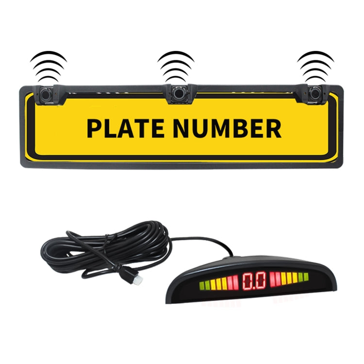 PZ300L Europe Car License Plate Frame Parking Sensors Reversing Radar with 3 Radar Detector - Rear View Cameras by PMC TechLife | Online Shopping South Africa | PMC TechLife