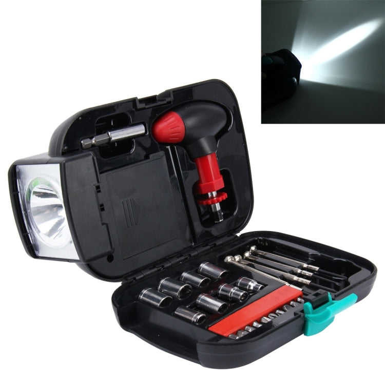 24 PCS Portable Flashlight Tool Box Set - Portable Auto, Home, Emergency Tool Kit with Flashlight - Hand Tool Sets by PMC TechLife | Online Shopping South Africa | PMC TechLife