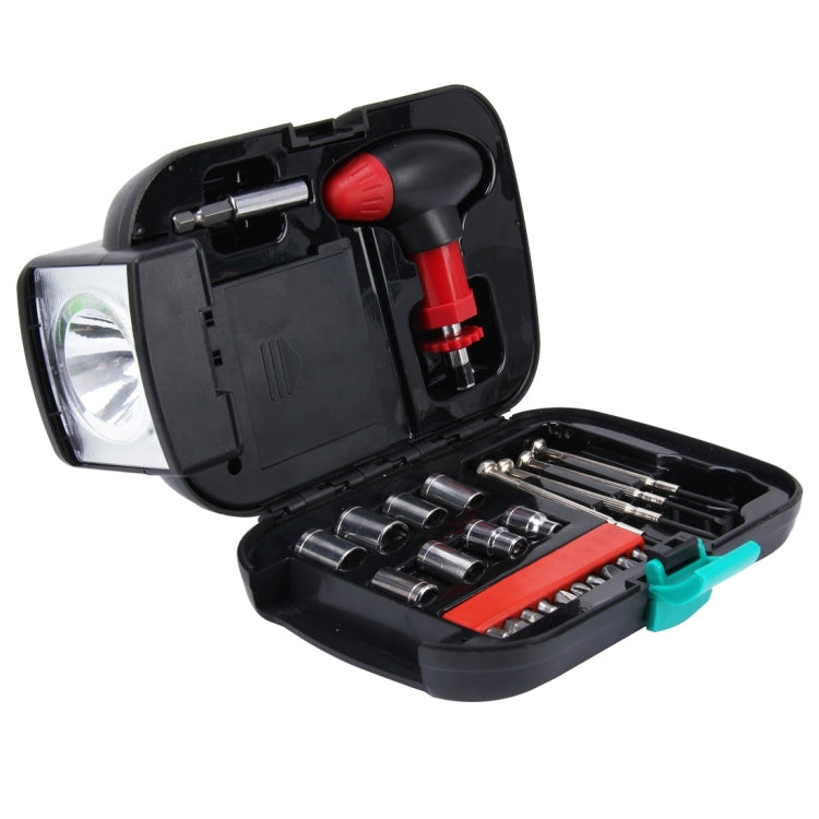 24 PCS Portable Flashlight Tool Box Set - Portable Auto, Home, Emergency Tool Kit with Flashlight - Hand Tool Sets by PMC TechLife | Online Shopping South Africa | PMC TechLife
