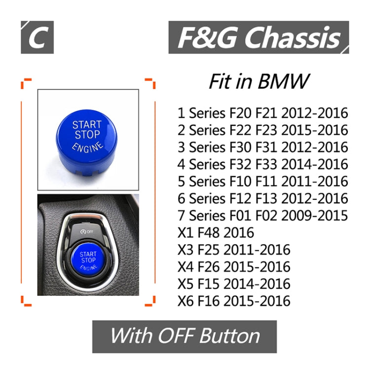 Car Engine Start Key Push Button Cover for BMW G / F Chassis,  with Start and Stop (Blue) - Decoration Rings by PMC TechLife | Online Shopping South Africa | PMC TechLife