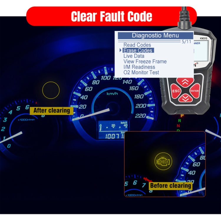 KONNWEI KW310 OBD Car Fault Detector Code Reader ELM327 OBD2 Scanner Diagnostic Tool(Black) - Code Readers & Scan Tools by KONNWEI | Online Shopping South Africa | PMC TechLife | Buy Now Pay Later Mobicred