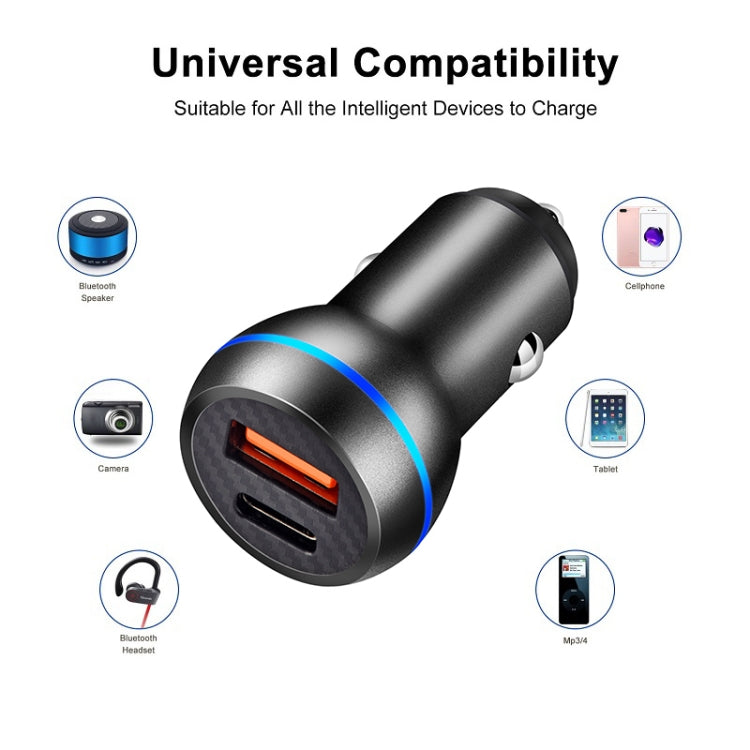 ACC-581 PD 20W + QC3.0 Type-C / USB-C + USB Fast Charging Car Charger (Black) - Car Charger by PMC TechLife | Online Shopping South Africa | PMC TechLife