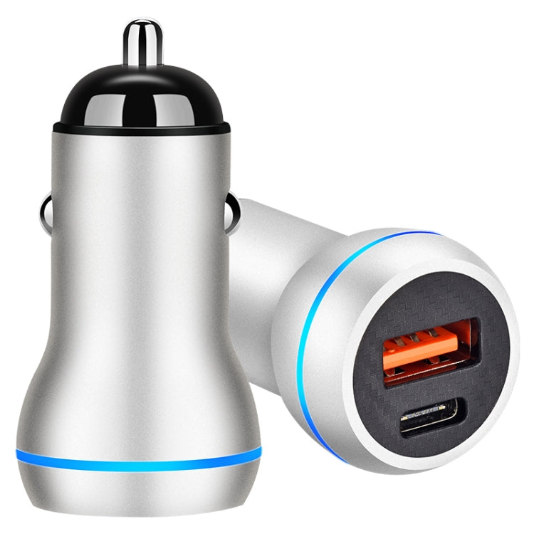 ACC-581 PD 20W + QC3.0 Type-C / USB-C + USB Fast Charging Car Charger (Silver) - Car Charger by PMC TechLife | Online Shopping South Africa | PMC TechLife