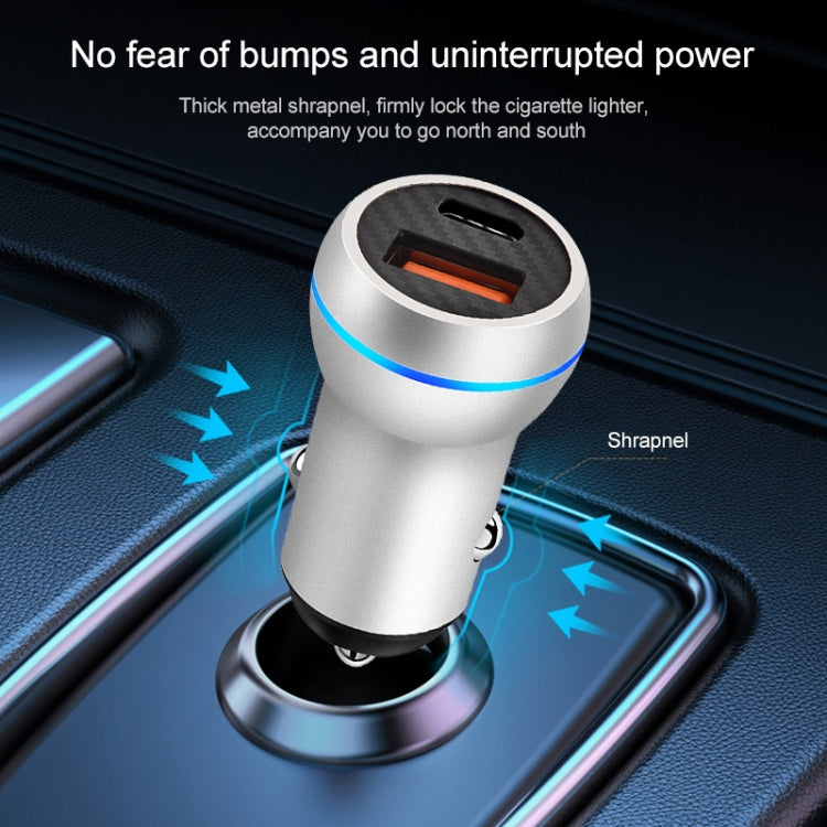 ACC-581 PD 20W + QC3.0 Type-C / USB-C + USB Fast Charging Car Charger (Silver) - Car Charger by PMC TechLife | Online Shopping South Africa | PMC TechLife