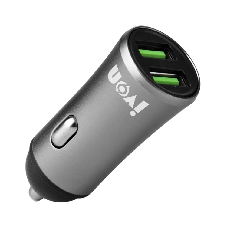 IVON CC26 5V 2.1A Dual USB Port Mini Car Charger (Grey) - Car Charger by IVON | Online Shopping South Africa | PMC TechLife
