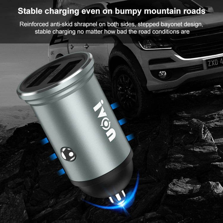 IVON CC37 15W 3.1A Dual USB Mini Car Charger + 1m USB to 8 Pin Fast Charge Data Cable Set - Car Charger by IVON | Online Shopping South Africa | PMC TechLife | Buy Now Pay Later Mobicred