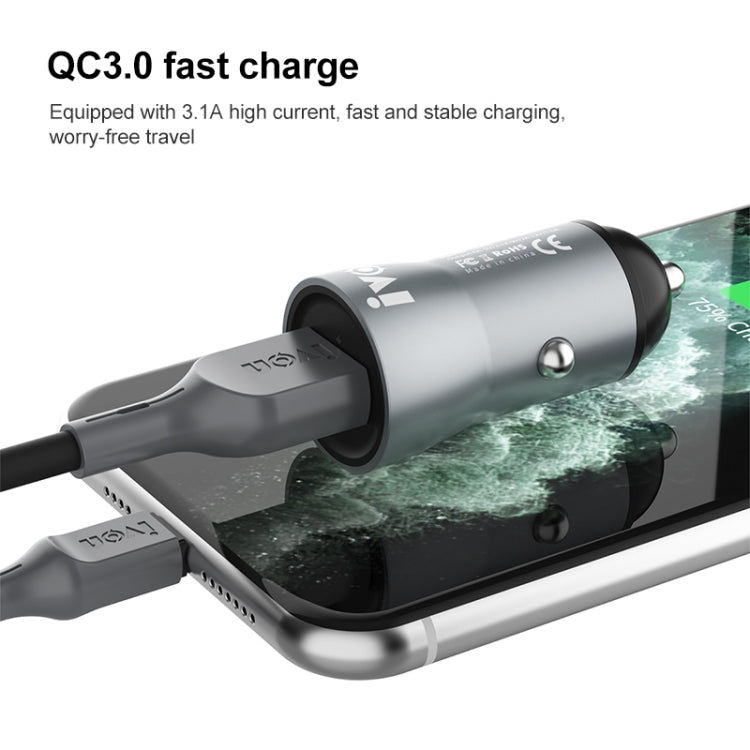 IVON CC39 18W 3.1A QC 3.0 USB Car Charger + 1m USB to Micro USB Fast Charge Data Cable Set - Car Charger by IVON | Online Shopping South Africa | PMC TechLife