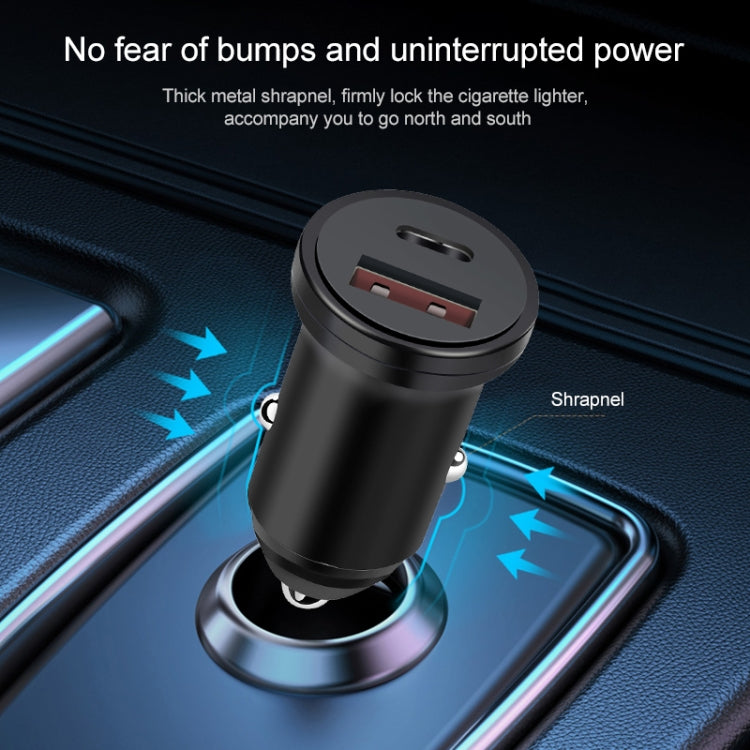 PD 20W USB-C / Type-C + QC 3.0 USB Interface Fast Charging Car Charger (Black) - Car Charger by PMC TechLife | Online Shopping South Africa | PMC TechLife