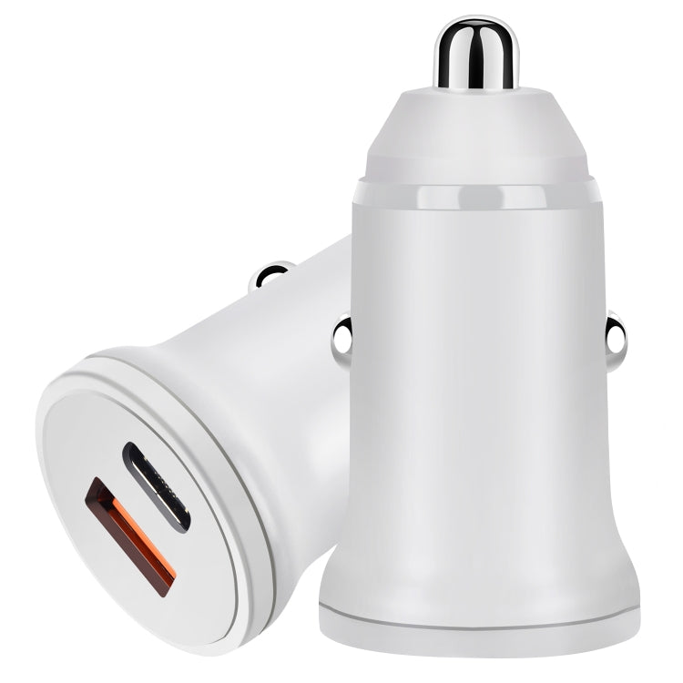 PD 20W USB-C / Type-C + QC 3.0 USB Interface Fast Charging Car Charger (White) - free shipping - PMC TechLife - Order now!