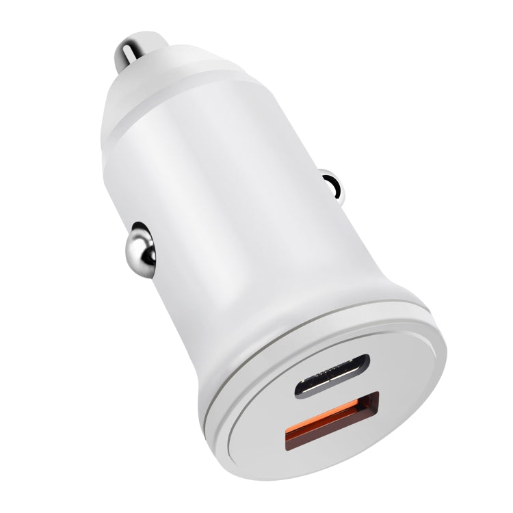 PD 20W USB-C / Type-C + QC 3.0 USB Interface Fast Charging Car Charger (White) - free shipping - PMC TechLife - Order now!