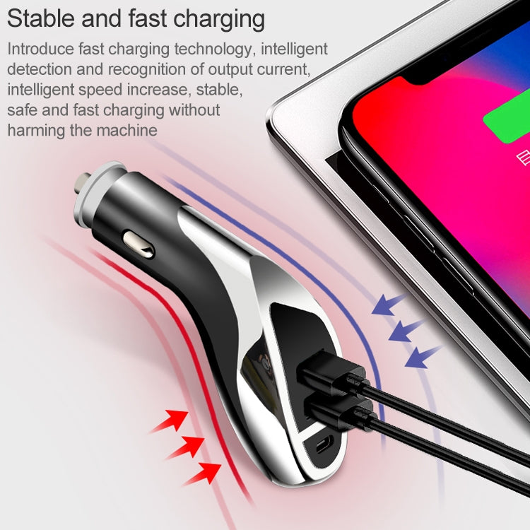 WLX-K1 QC3.0 Dual USB + Type-C Triple Car Charger (Silver) - Car Charger by PMC TechLife | Online Shopping South Africa | PMC TechLife