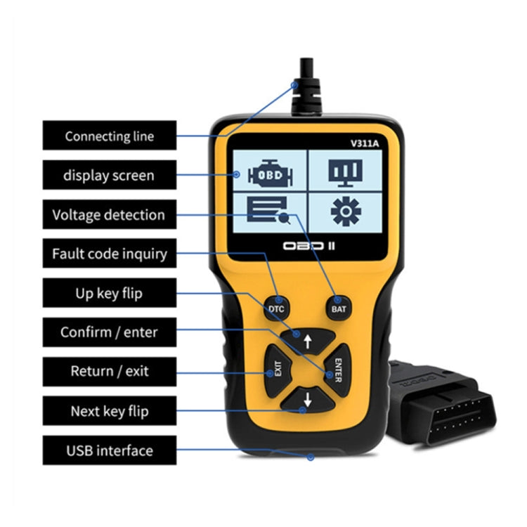 V311A Car Handheld V1.1 OBD2 Fault Detector OBD2 Diagnostic Tool - Code Readers & Scan Tools by PMC TechLife | Online Shopping South Africa | PMC TechLife