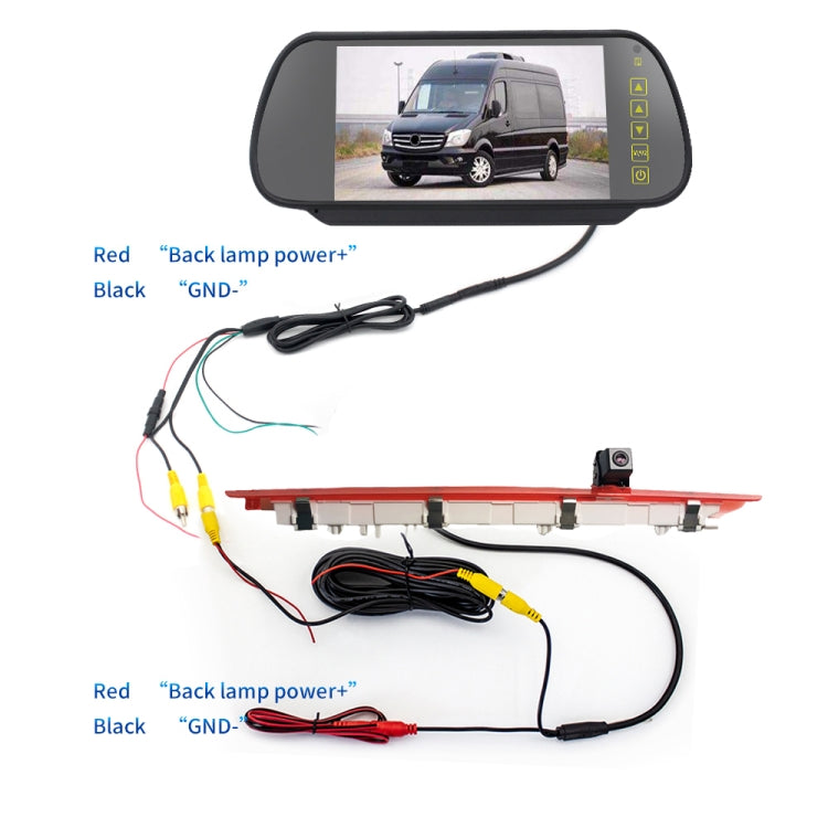 PZ468 Car Waterproof 170 Degree Brake Light View Camera + 7 inch Rearview Monitor for Mercedes-Benz Vito 2016 - Rear View Cameras by PMC TechLife | Online Shopping South Africa | PMC TechLife