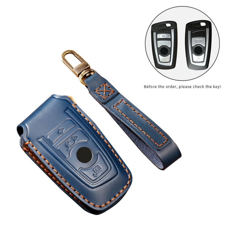 Hallmo Car Cowhide Leather Key Protective Cover Key Case for Old BMW(Blue) - free shipping - PMC TechLife - Order now!