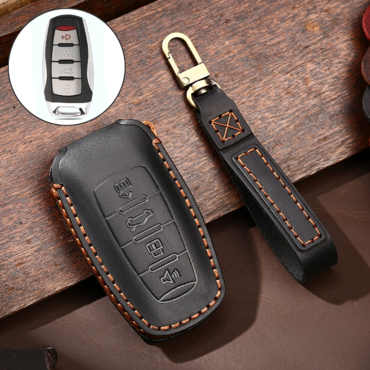 Hallmo Car Cowhide Leather Key Protective Cover Key Case for Haval H6(Black) - Car Key Cases by Hallmo | Online Shopping South Africa | PMC TechLife | Buy Now Pay Later Mobicred