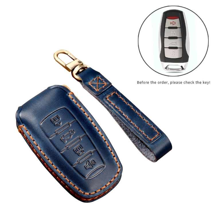 Hallmo Car Cowhide Leather Key Protective Cover Key Case for Haval H6(Black) - Car Key Cases by Hallmo | Online Shopping South Africa | PMC TechLife | Buy Now Pay Later Mobicred