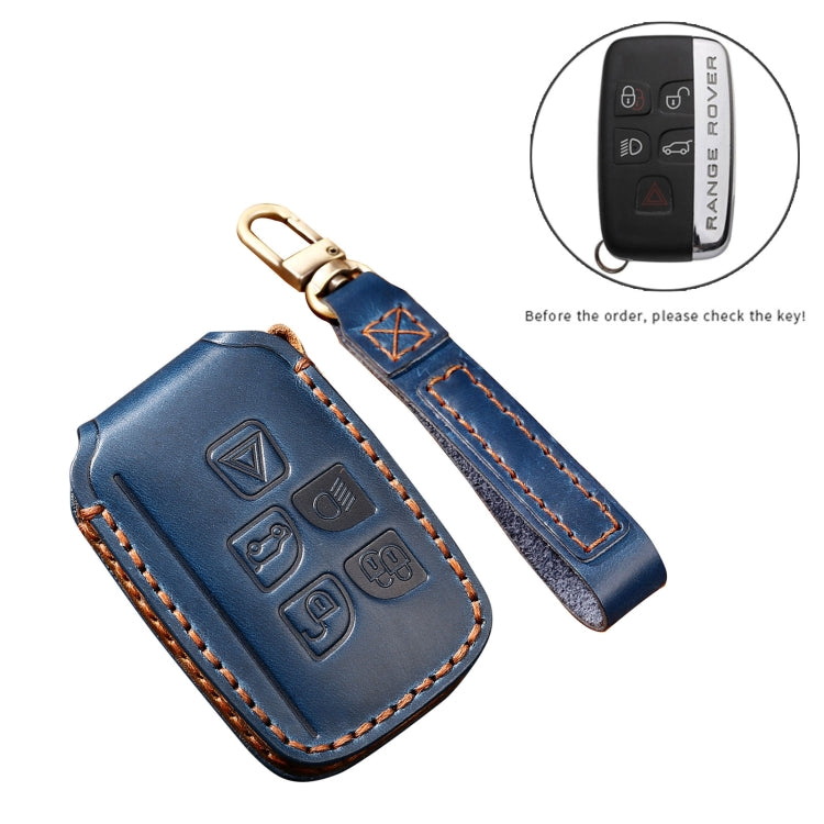 Hallmo Car Cowhide Leather Key Protective Cover Key Case for Land Rover Discovery 5 A Style(Brown) - Car Key Cases by Hallmo | Online Shopping South Africa | PMC TechLife