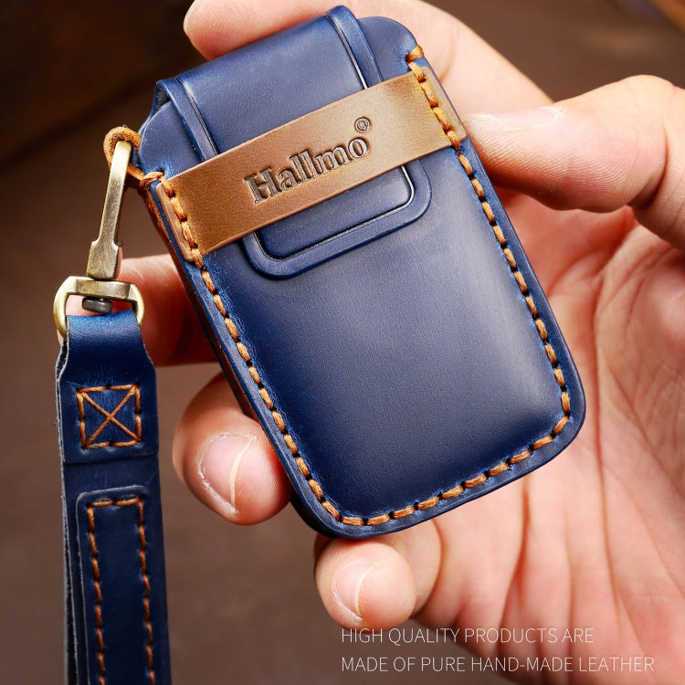 Hallmo Car Cowhide Leather Key Protective Cover Key Case for Land Rover Discovery 5 B Style(Brown) - Car Key Cases by Hallmo | Online Shopping South Africa | PMC TechLife | Buy Now Pay Later Mobicred