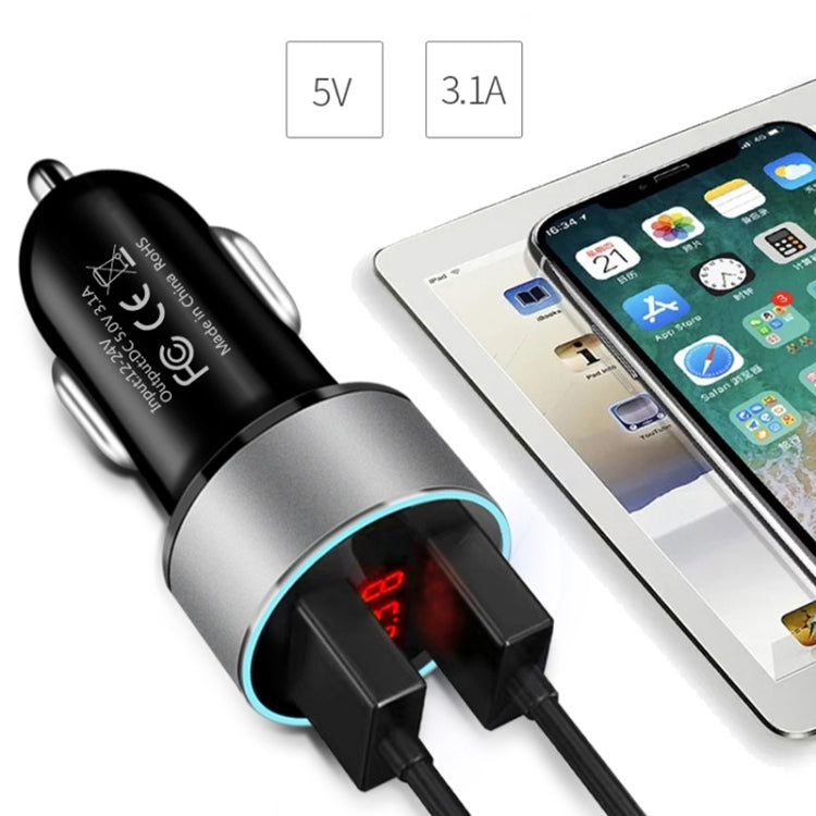 JMG-C016A 5 PCS 5V 3.1A Car Dual USB Charger with LED Display(Red) - Car Charger by PMC TechLife | Online Shopping South Africa | PMC TechLife