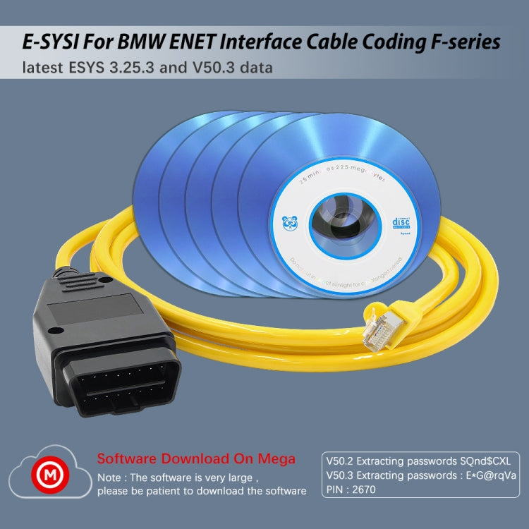 ESYS ENET for ICOM BMW F-Series with A Full Set of CD V50.3 Car Brush Hidden Cable - Code Readers & Scan Tools by PMC TechLife | Online Shopping South Africa | PMC TechLife