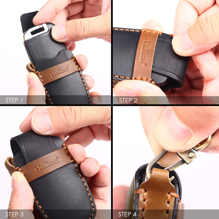Hallmo Car Cowhide Leather Key Protective Cover Key Case for Hyundai 4-button(Black) - free shipping - PMC TechLife - Order now!