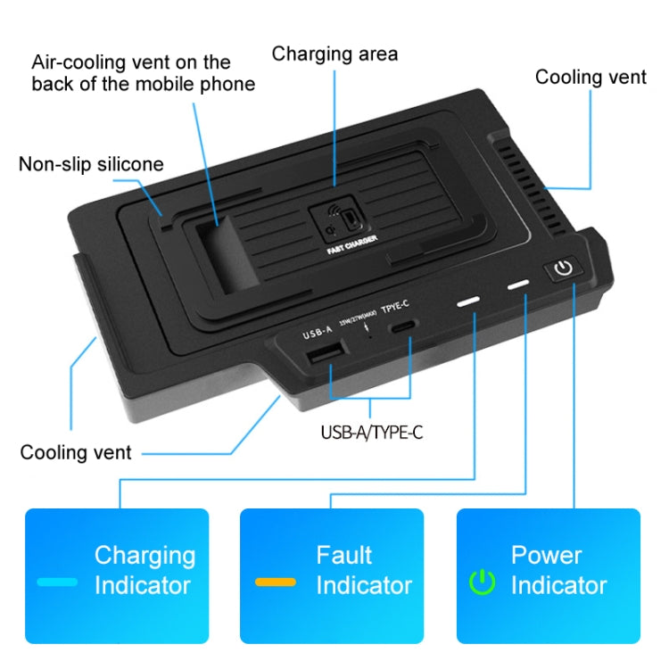 HFC-1022 Car Qi Standard Wireless Charger 15W Quick Charging for Mercedes-Benz GLE 2020-2022, Left and Right Driving - Wireless Charging Pads by PMC TechLife | Online Shopping South Africa | PMC TechLife