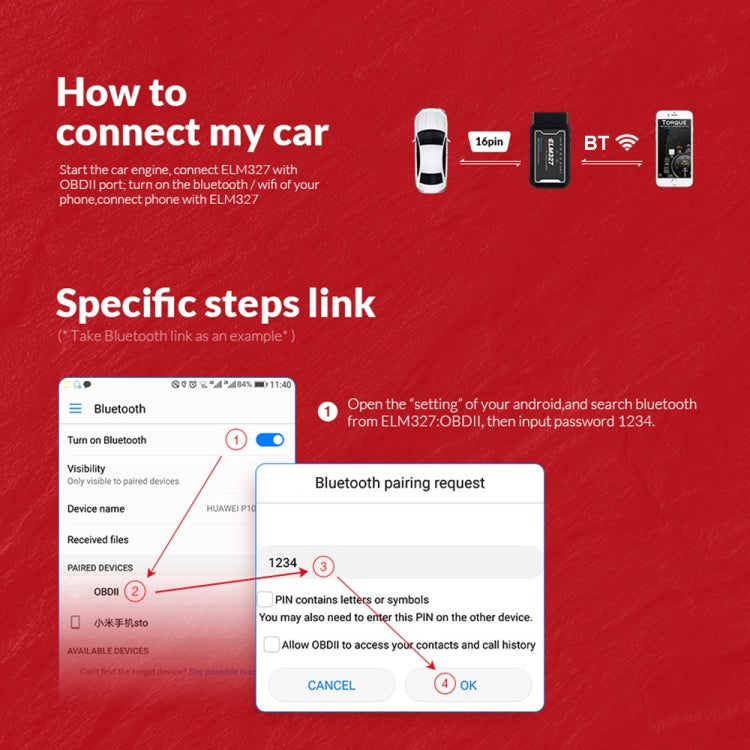 OBD II ELM327 Bluetooth Car Fault Diagnostic Tool V1.5PIC25K80 Chip - Code Readers & Scan Tools by PMC TechLife | Online Shopping South Africa | PMC TechLife