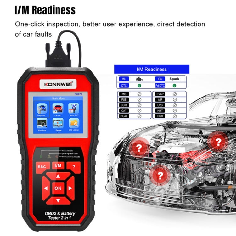 KONNWEI KW870 2 in 1 Car OBD2 Fault Diagnosis + Battery Tester - free shipping - PMC TechLife - Order now!
