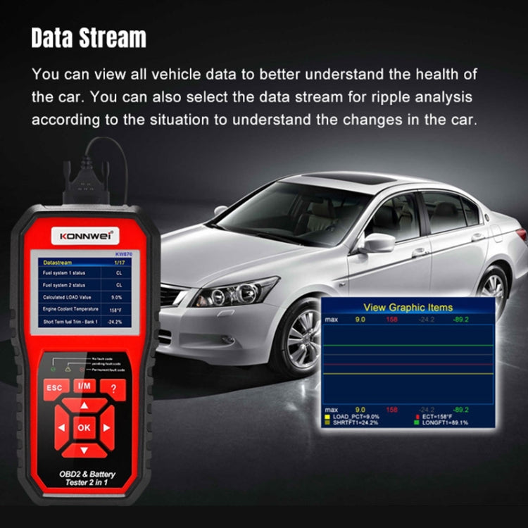 KONNWEI KW870 2 in 1 Car OBD2 Fault Diagnosis + Battery Tester - free shipping - PMC TechLife - Order now!